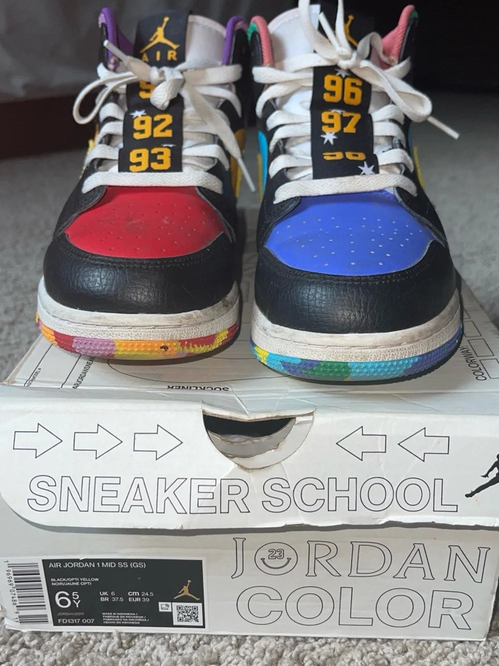 Jordan Multicolor Low-Top Sneakers - Red, Blue & Black